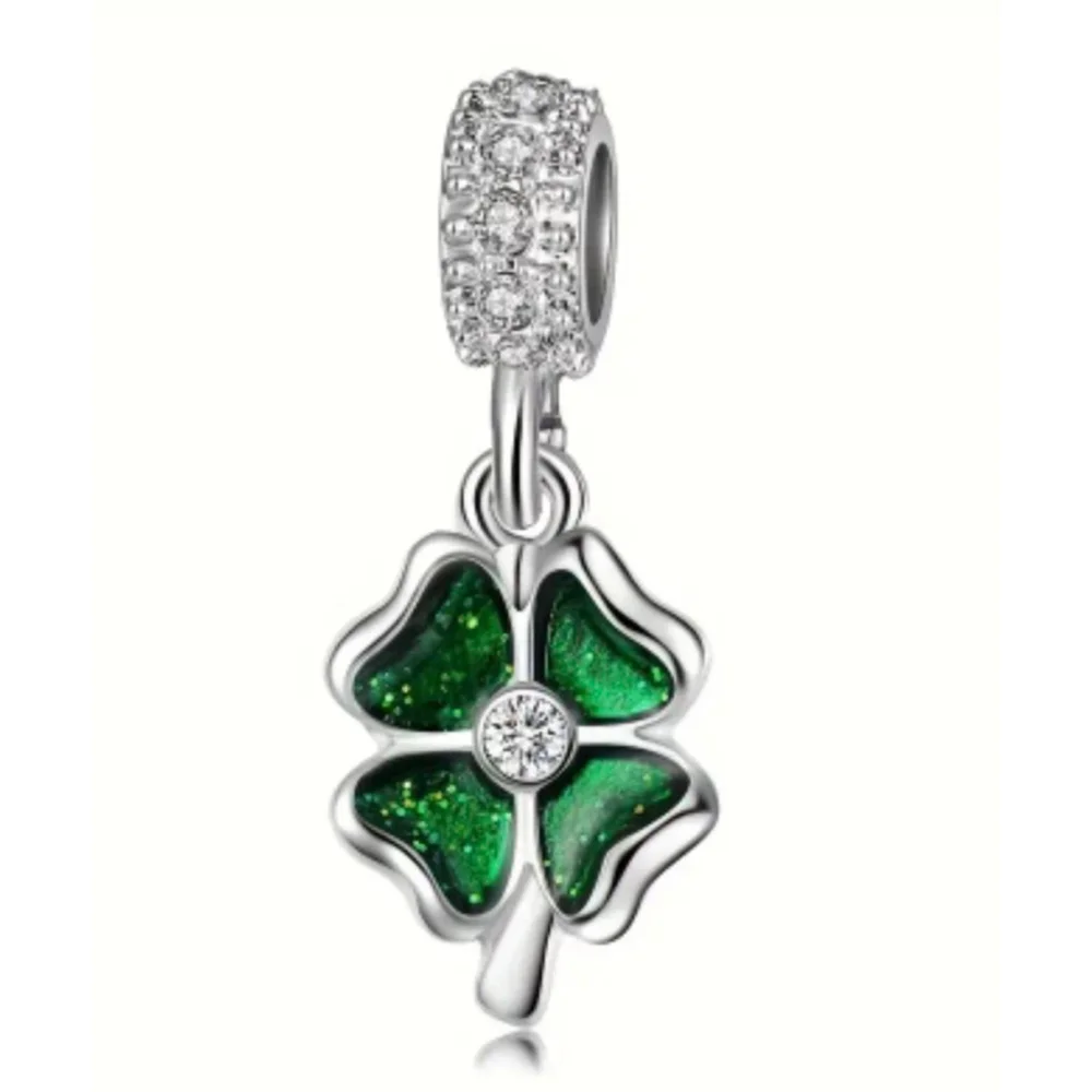Women's Shamrock Charm One Size Green Silver Jewelry